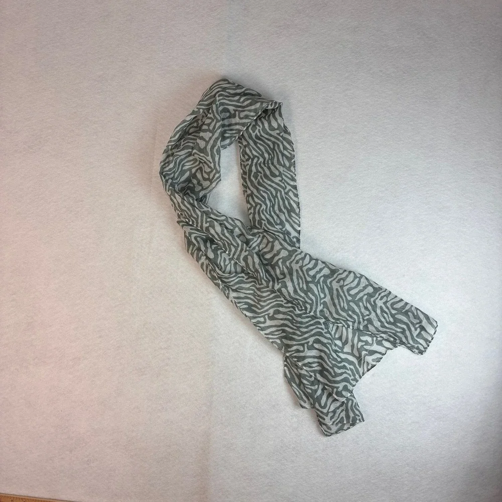 Sage Green and White Zebra Print‎ Lightweight Scarf Animal Pattern Sheer